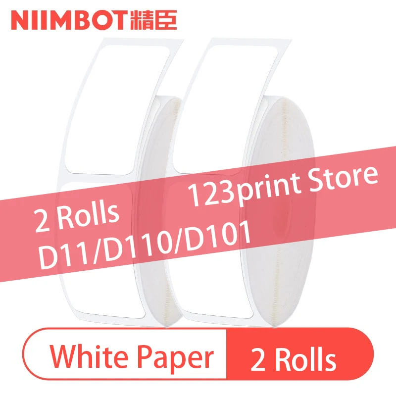 

2 рулона NiiMBOT D11 D110 D101, машина для печати белой бумаги, самоклеящаяся бумага NiiMBOT, товарная бирка, бумага, термонаклейка по цене