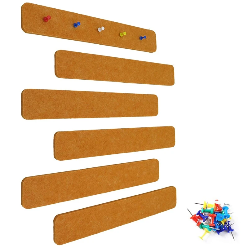 

6Pcs Felt Bulletin Board Bar Strip Self-Adhesive Felt Board Strip for Office Classroom Home Wall Decorative