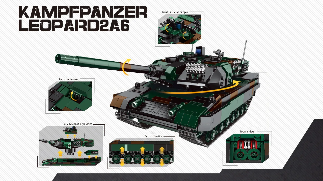 

Xingbao 06040 The Germay Leopard-2A6 Main Battle Tank Military Series Model Building Blocks Bricks Birthday Gifts Children Toys