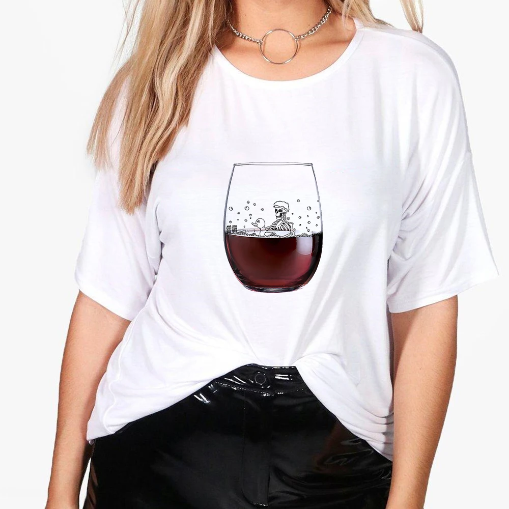 

Ms. Wine Printed O-neck Tshirt Women Short Sleeve Casual Clothing 90s Cartoon Fashion High Street T-shirts Summer Oversized