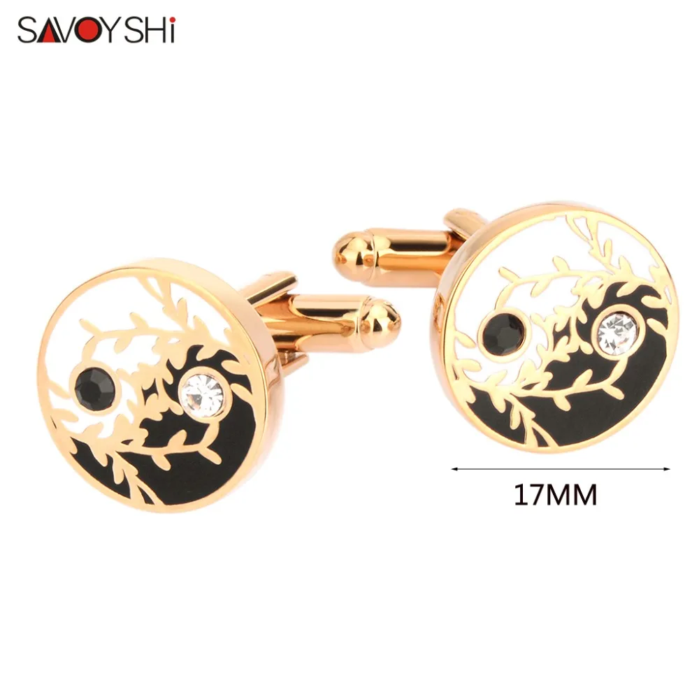 Роскошные эмалированные круглые запонки SAVOYSHI в виде золотых кристаллов тайчи