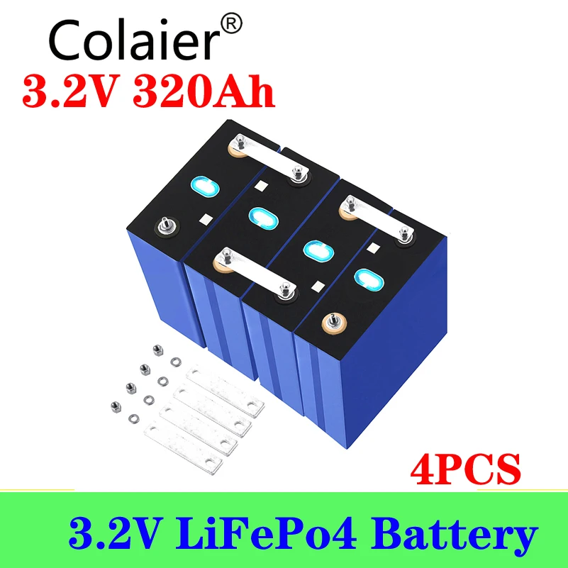 

4pcs Colaier 3.2V 320Ah lifepo4 battery DIY 12V 24V Rechargeable battery pack for Electric car RV Solar Energy storage system