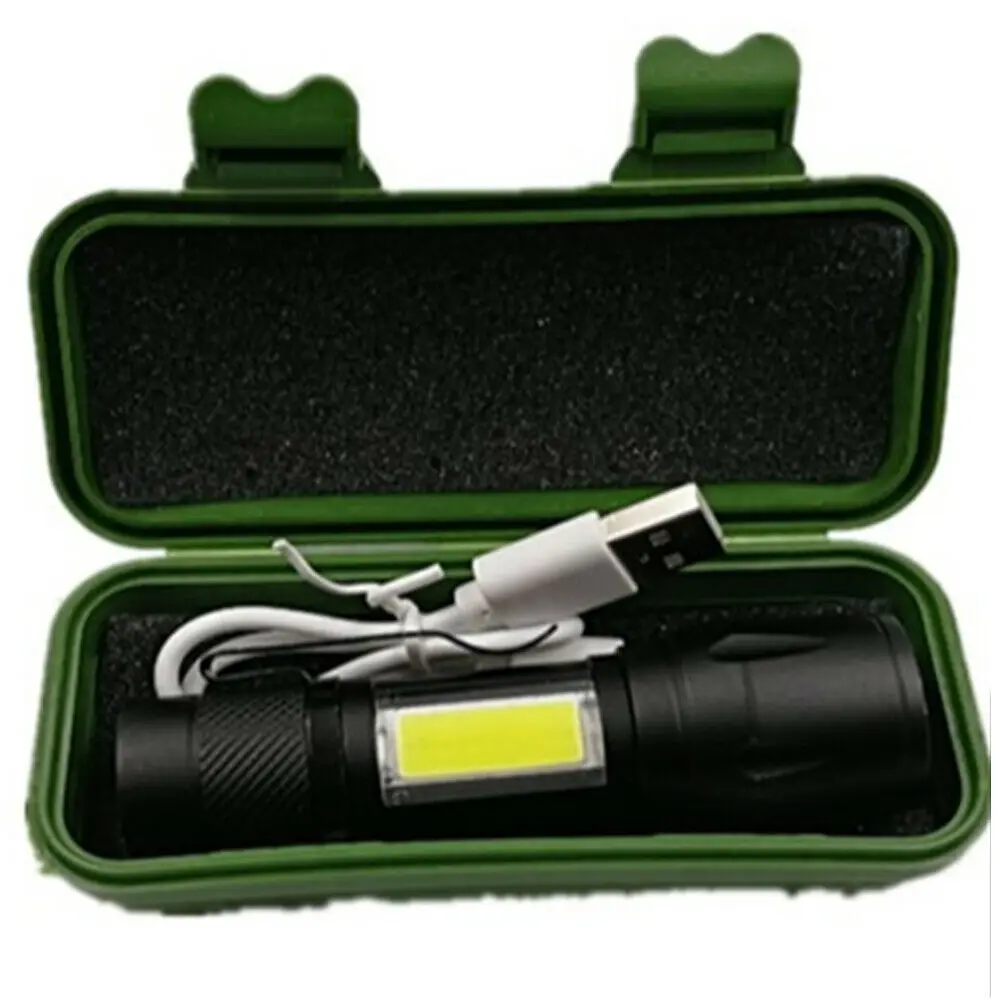 Водонепроницаемый светодиодный фонарик с зарядкой от USB тактический зумом для
