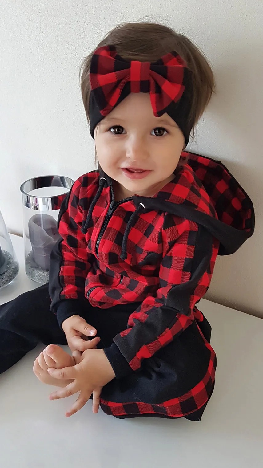 Детская одежда детский комплект одежды в клетку для девочек свитшот на молнии с