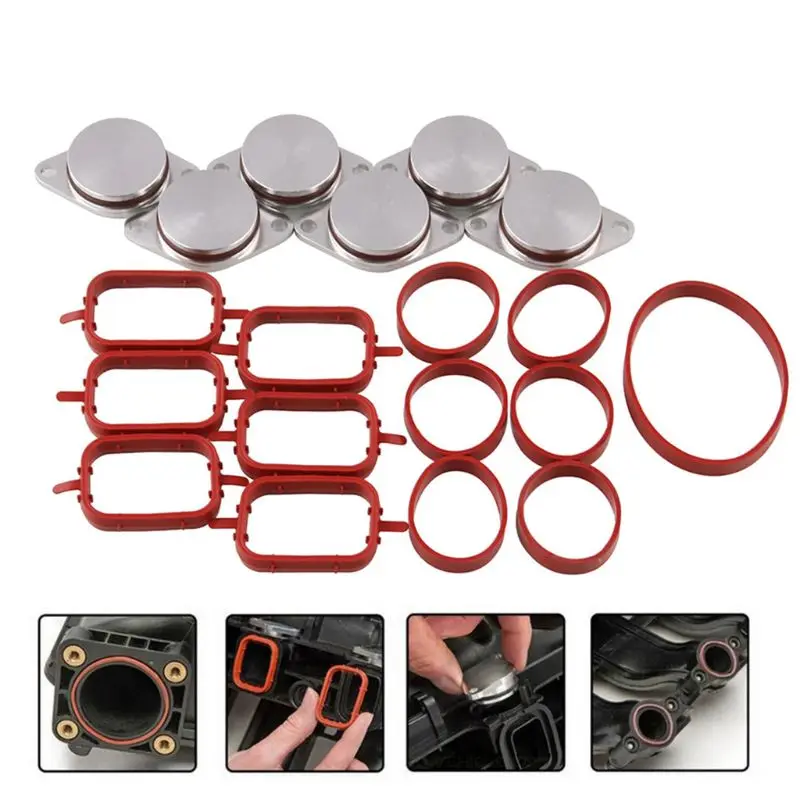 

6PCS 22MM/33MM Bungs for BMW Diesel Swirl Blanks Flaps Repair Delete Kit with Intake Gaskets