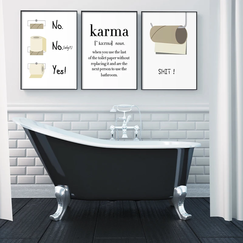 

Funny Bathroom Toilet Papers Sign Nordic Illustration Canvas Painting Print Art Poster Humour Picture Washroom Toilet Wall Decor