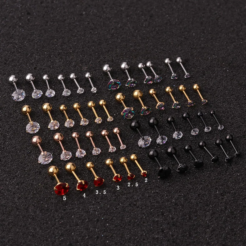 Sellsets 1 шт. 20 г унисекс из нержавеющей стали круглые радужные CZ Tragus Conch Rook Helix украшения для ушного пирсинга для мужчин и женщин