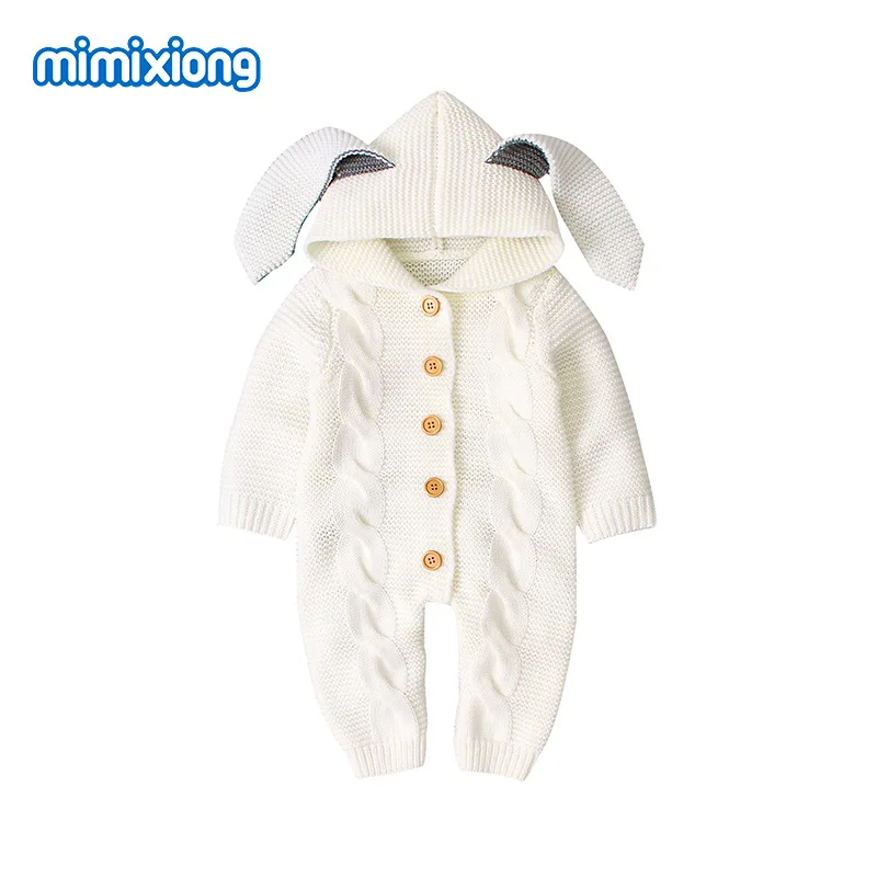 

Baby Girls Rompers Spring Autumn Cartoon Hooded Bunny Ears Bodysuits for Boys Toddler Kids Clothing Newborn Infant One-Pieces