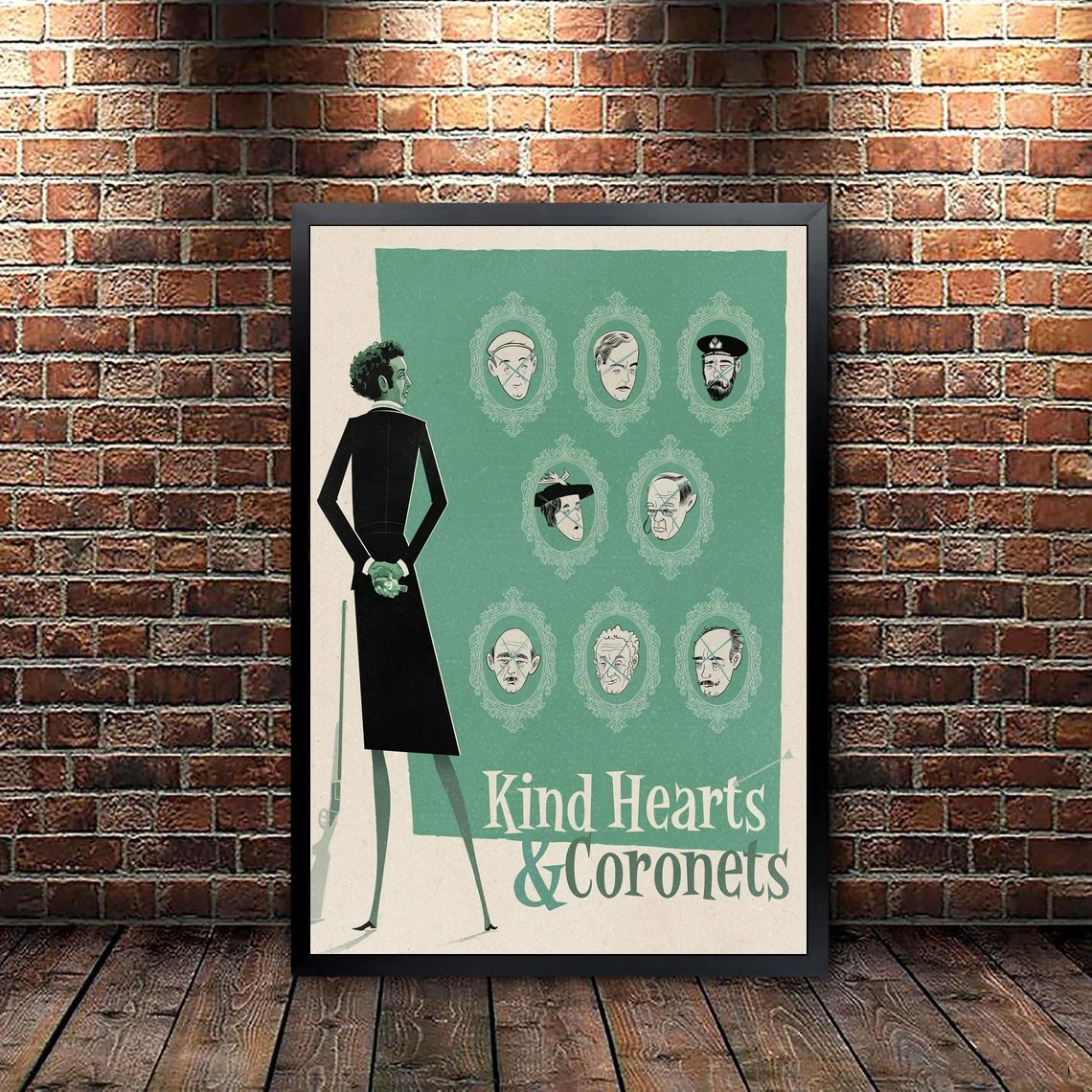 Плакат с сердцами и коронами (1949) британская черная комедия пленка Настенный