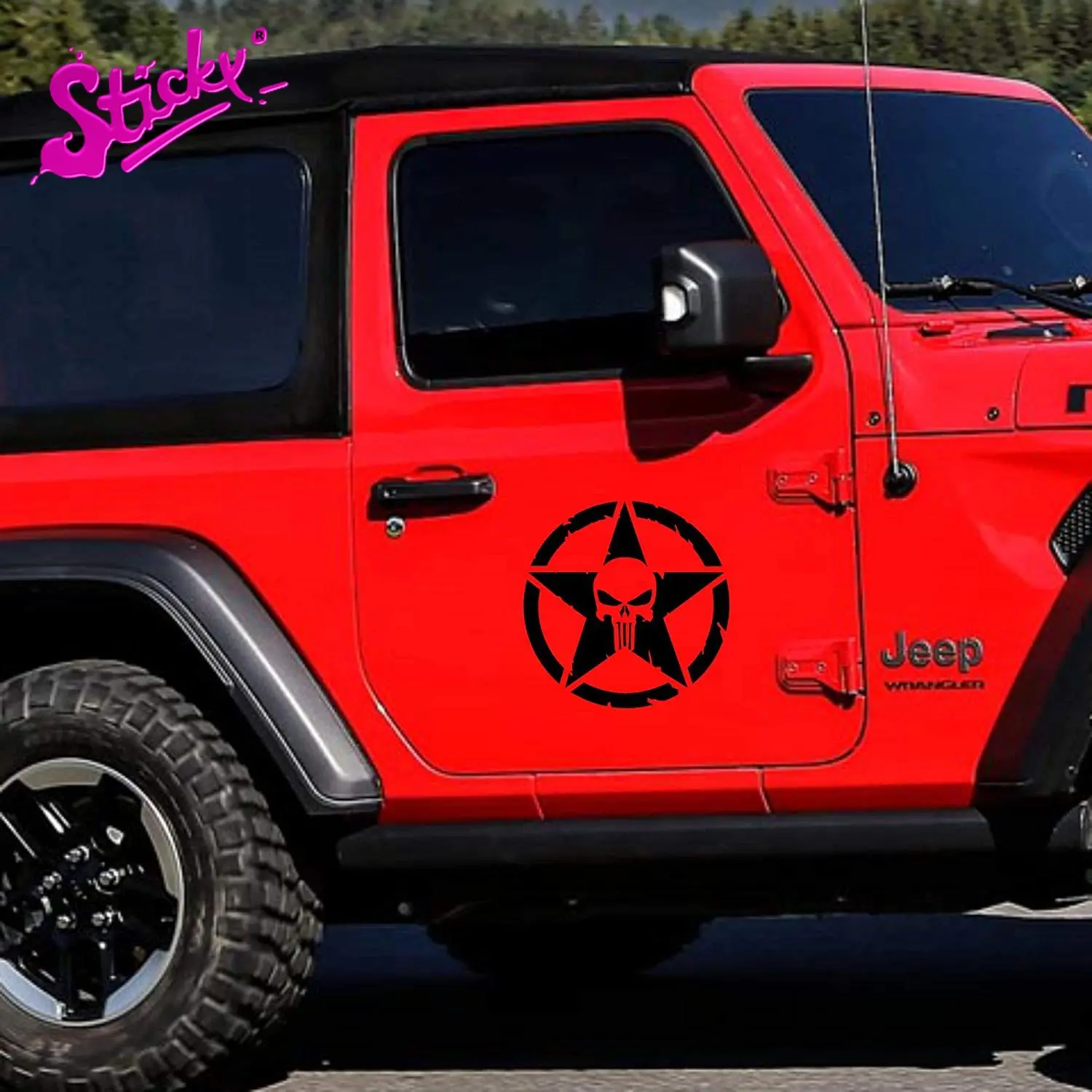 

STICKY Punisher Star Skull Trail Car Sticker Decal Decor Motorcycle Off-road Laptop Trunk Guitar PVC Vinyl Stickers