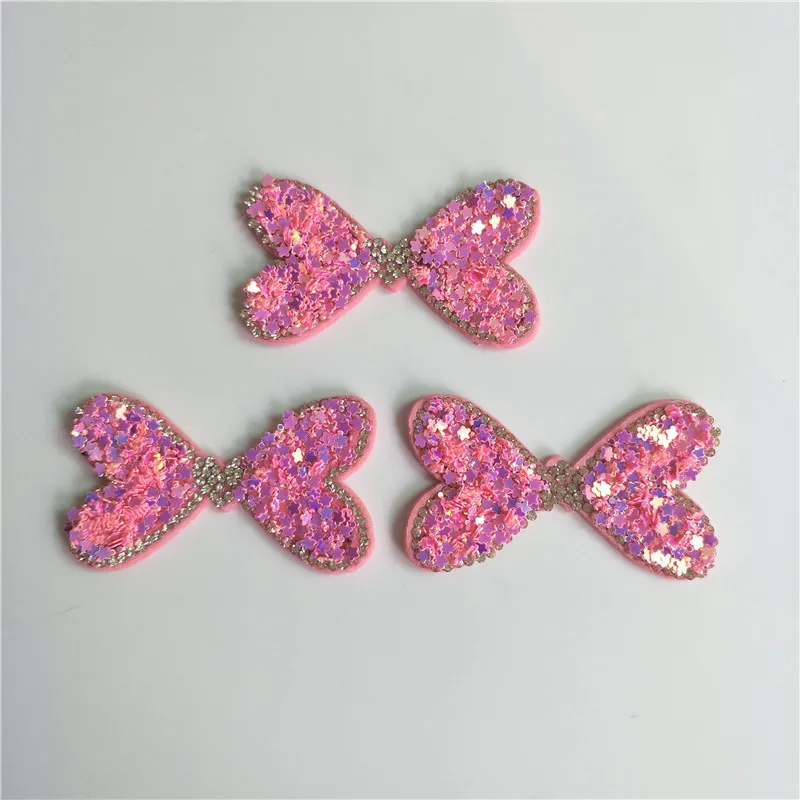 

4pcs/lot 6*3.5cm Sequin bow Padded appliques for garment decoration DIY handmade headwear accessories