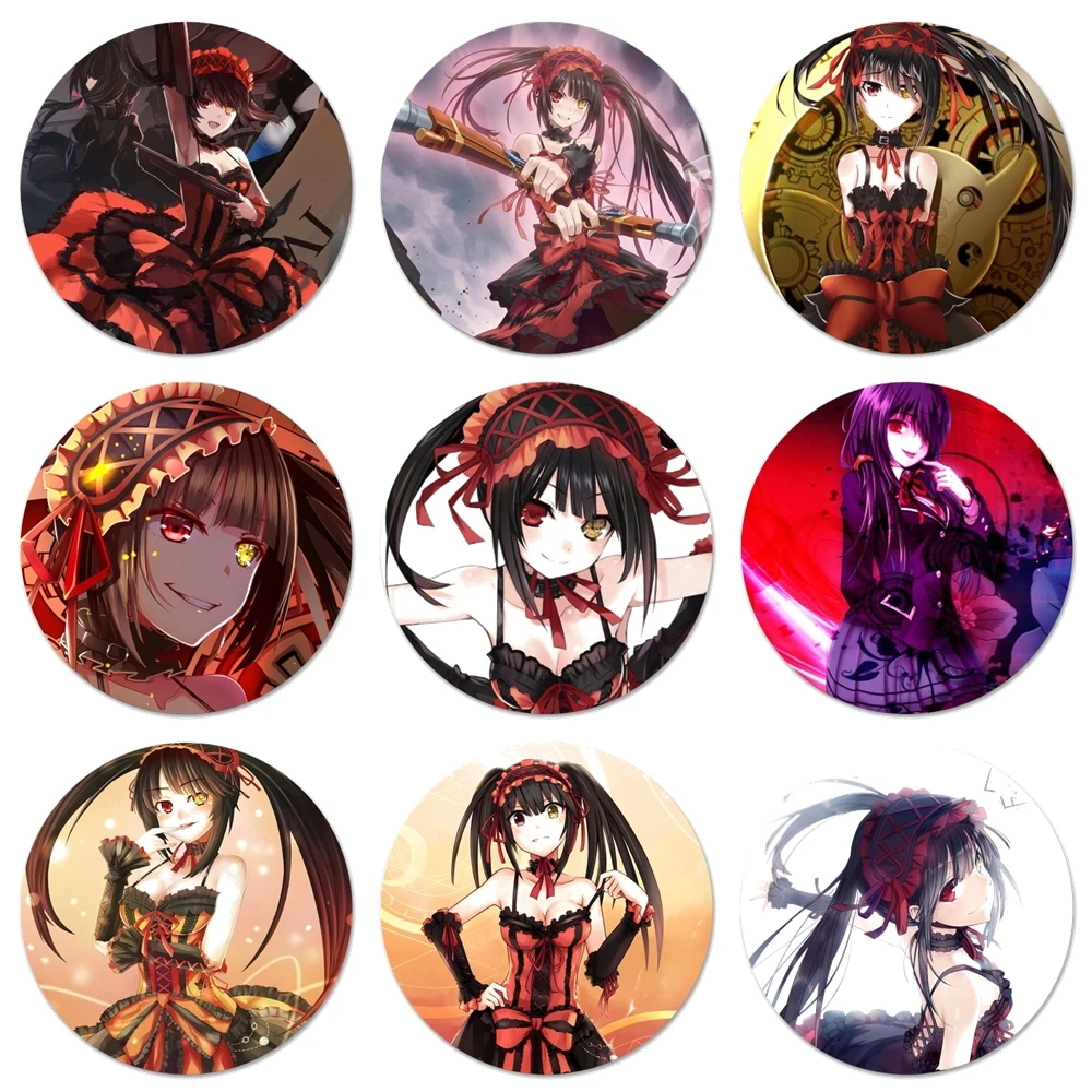 

58mm Tokisaki Kurumi Anime Icons Pins Badge Decoration Brooches Metal Badges For Clothes Backpack Decoration