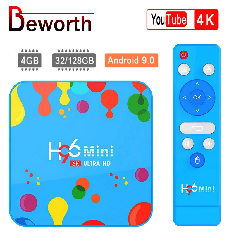 Android 9 0 TV Box 4 ГБ 128 H96 Мини Allwinner H6 Quad Core 6K H.265 2 4/5G Wi Fi HD Google Youtube 32 Гб Декодер каналов