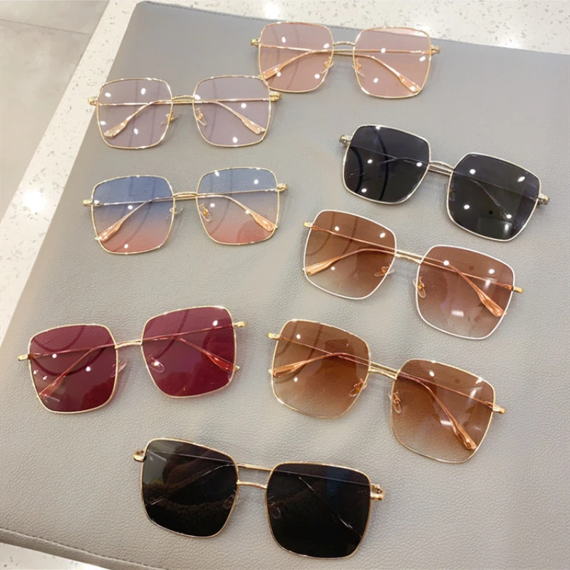 

Fashion luxury vintage square female sunglasses trendy big face thin colorful high-quality elegant gradient goggles sun glasses