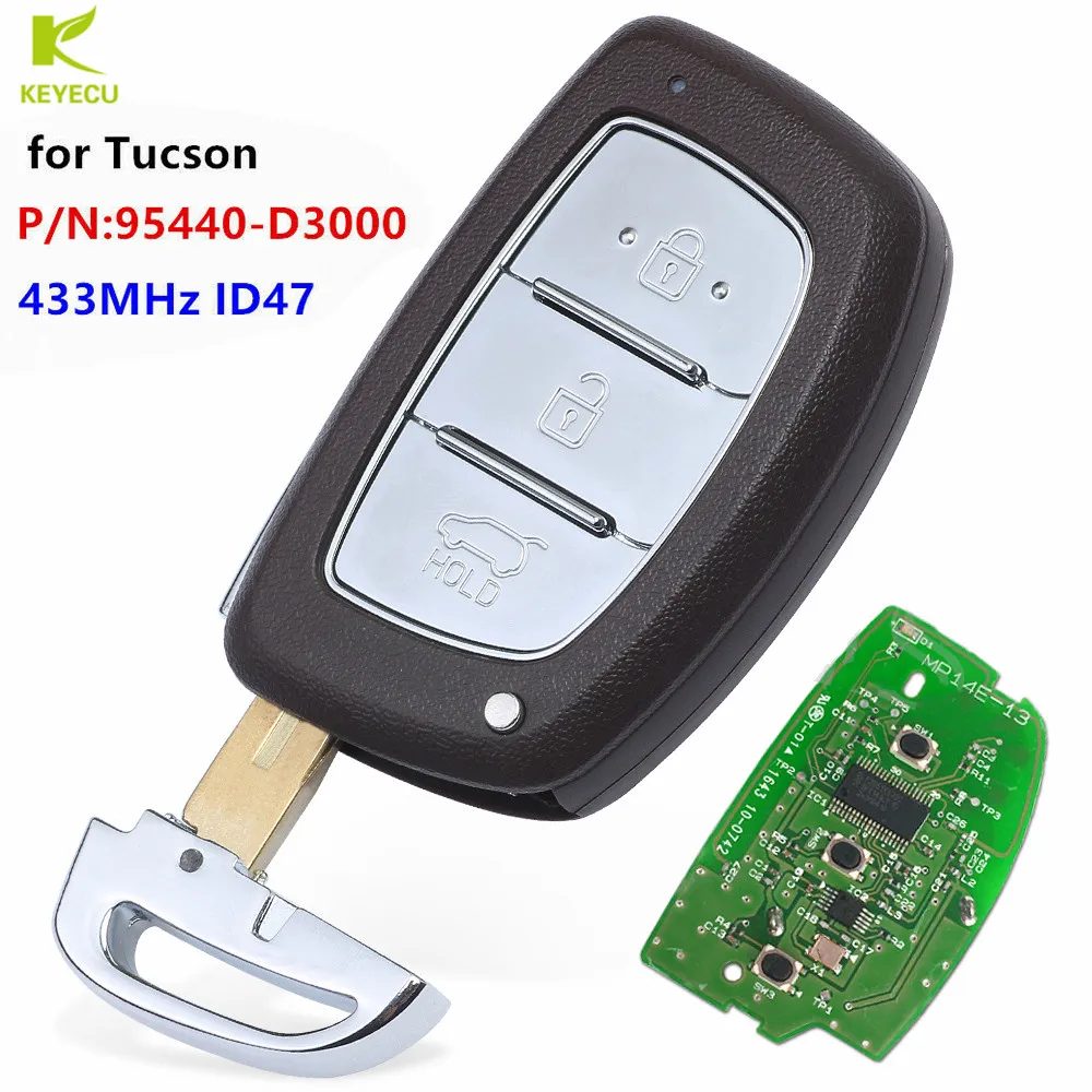 Замена KEYECU 3 кнопки FSK433.92MHz дистанционный ключ ID47 чип 95440-D3000 для hyundai Tuscon (16/05/2015-2017) |