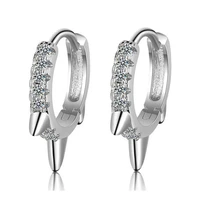 new 925 sterling silver clear zircon circle round hoop earring for girls women beautiful party earring trendy ins jewelry
