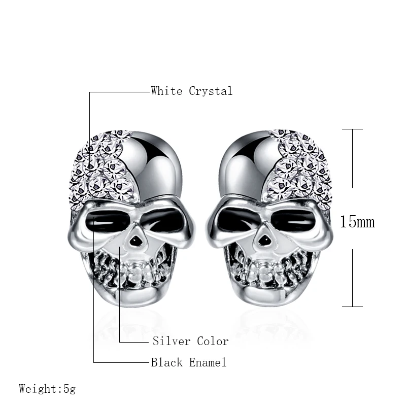 Wbmqda 2020 Hot Punk Earrings For Women Men Party Vintage Glossy Skull Shiny Zircon Earring Ear Jewelry Drop shipping | Украшения и