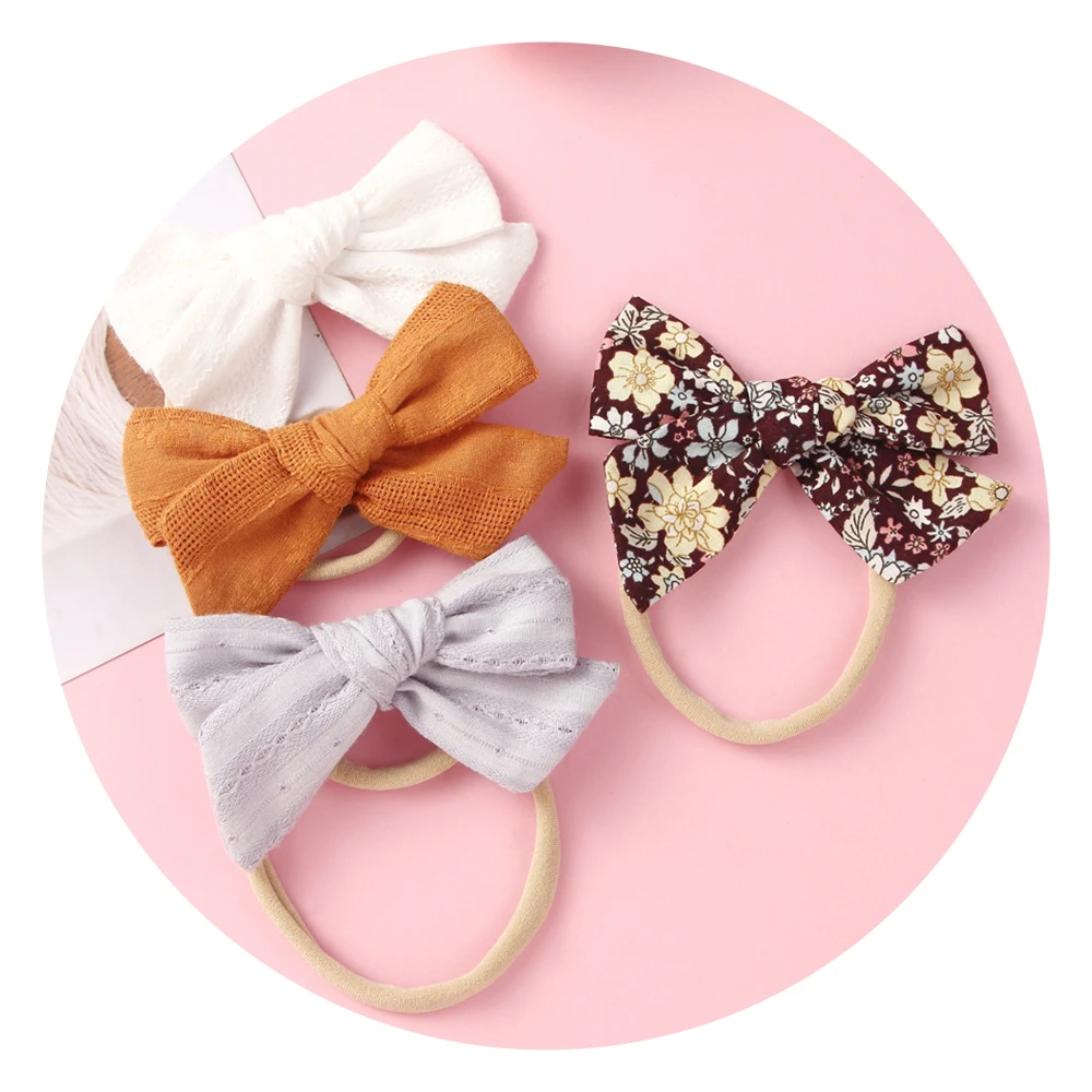 

Повязка на голову для девочек, эластичная нейлоновая, с принтом, Детская резинка для волос