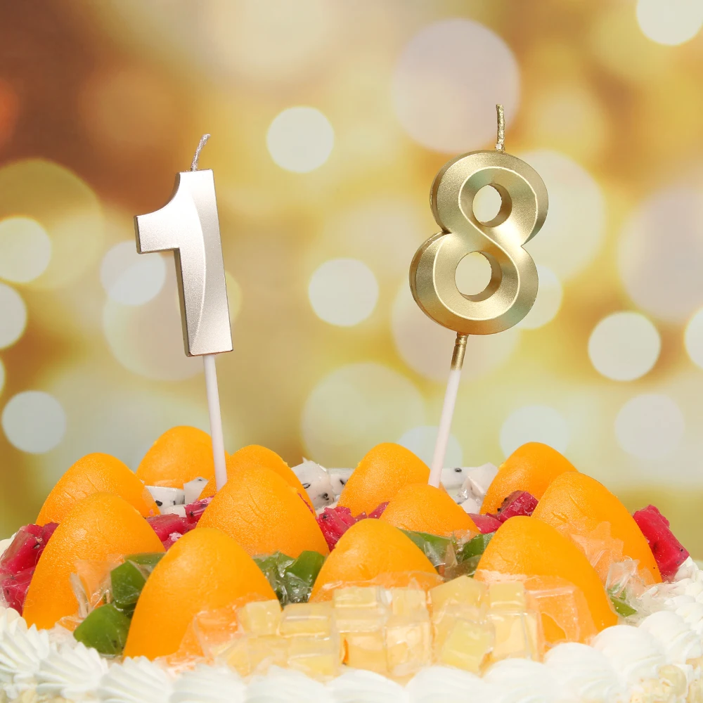 1PC Number 1 2 3 4 5 6 7 8 9 0 Gold Silver Champagne Color Cake Happy Birthday Decor Candles Party Baby Kids Gifts | Дом и сад