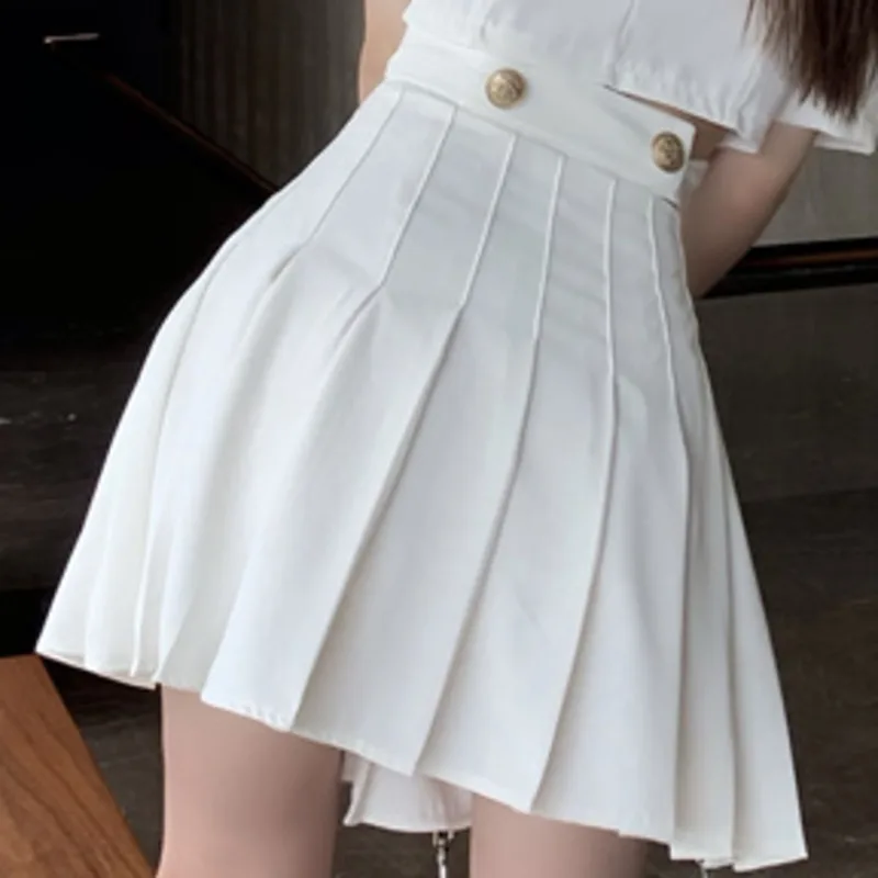 

Cross Tie Waist Short Small Suit Jacket + High Waist Short Skirt Two-piece Set Female Office Ladies Ensembles Femme Skirts Suits