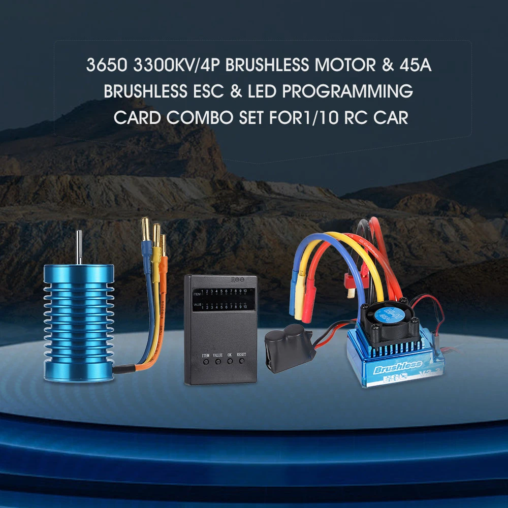 Новинка 3650 3300KV/4P бесщеточный двигатель и 45A ESC светодиодная карта для