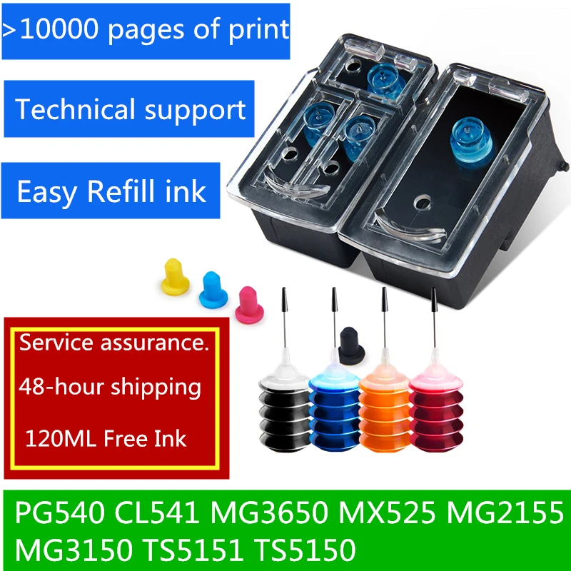 IL EUR PG540, CL541 перезаправляемый картридж для hp Canon MX375 MX395 MX435 MG2150 MG2250 MG3150 MG3250 MG4150 MG3650 TS5151 TS5150