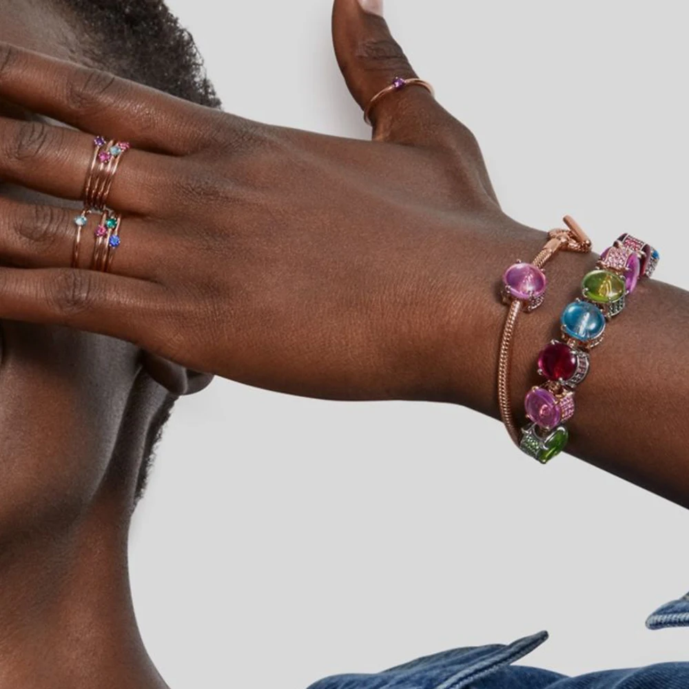 

2021 Valentine's charm COLOURS jewelry Couple Suitable for 3MM snake bone chain Nacklace fit PDR women Gift