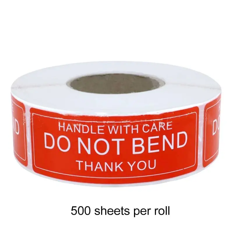 

150 & 500 Pcs/Roll Warning Sticker Handle With Care DO NOT BEND Remind Labels