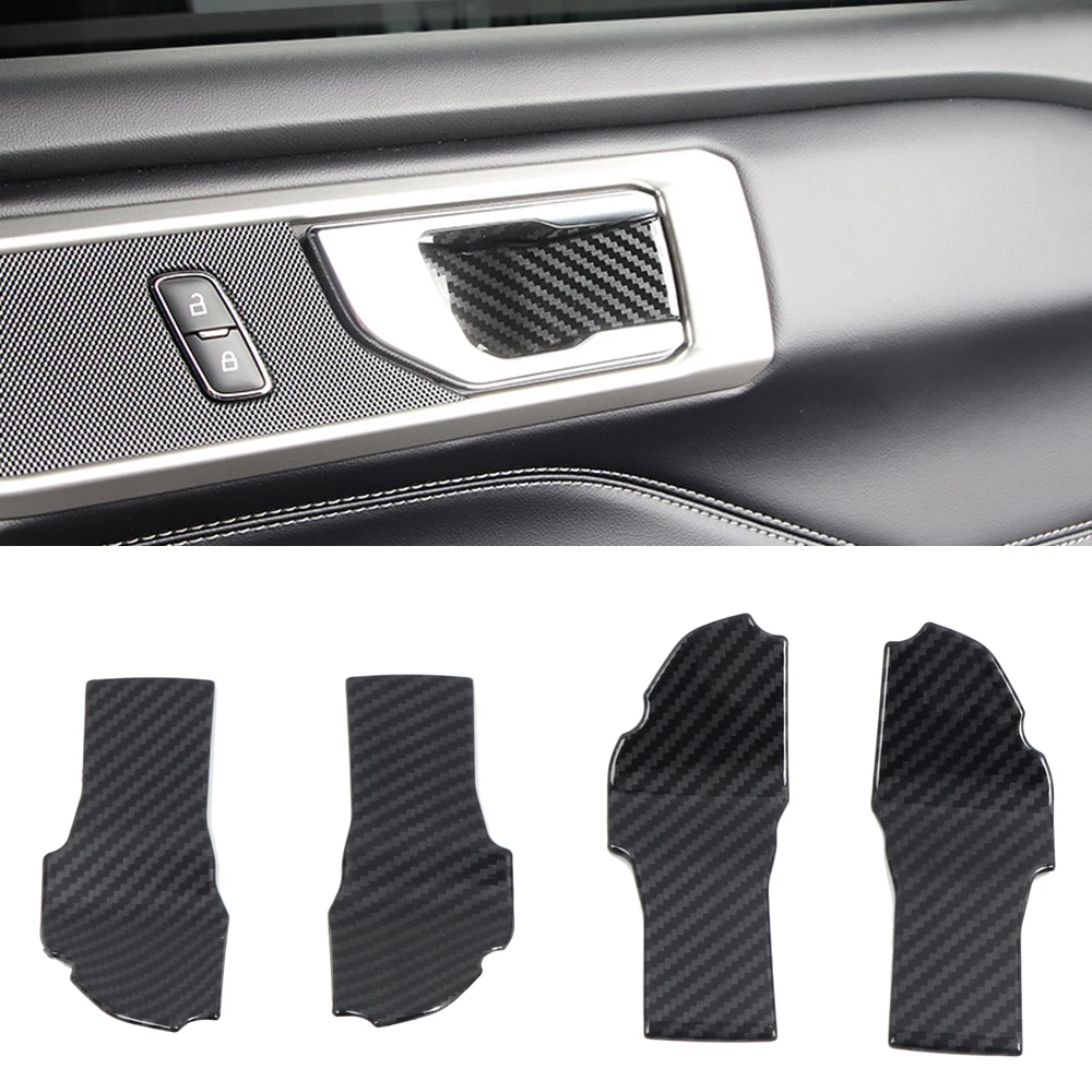 

For Ford Explorer U625 2020 2021 Interior Door Handle Bowl Decoration Carbon Fiber Style Car Accessories Sticker 4pcs