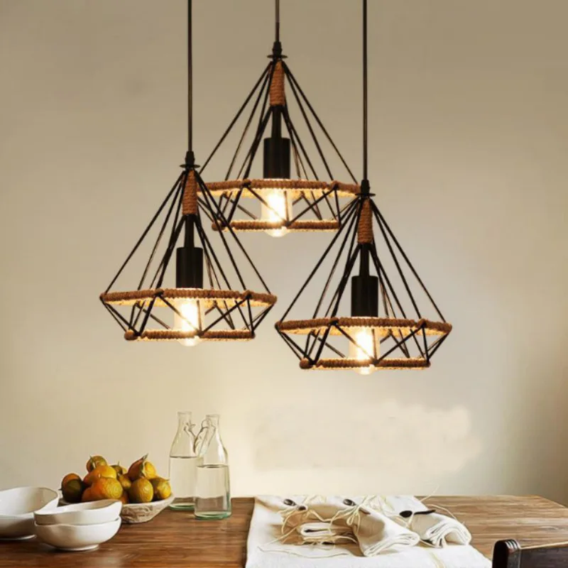 Ретро крутой горячий горшок ресторан кафе пеньковая веревка потолочный