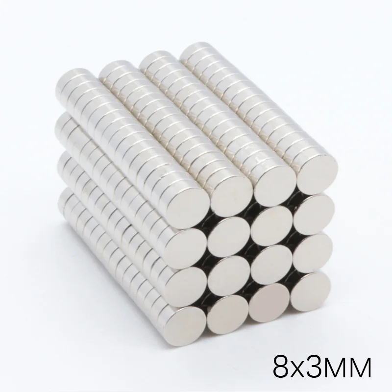 

100pcs 8x3mm NdFeB Powerful Super Strong Rare Earth Neodymium Disc Magnets N35 Small Round permanent Magnet Dia 8mm x 3mm
