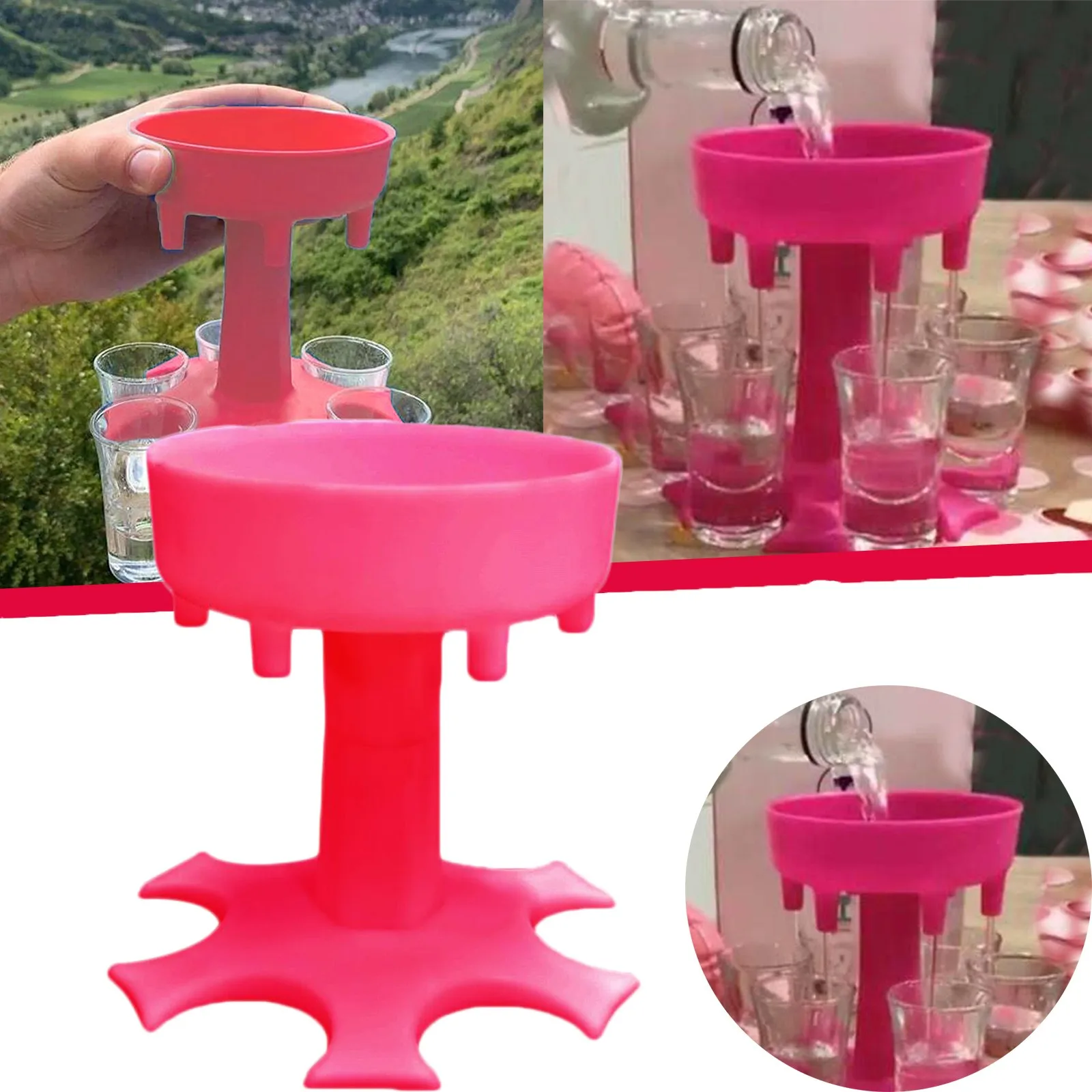 

6 Shot Glass Dispenser Holder Caddy Liquor Dispenser Portable Dispenser Party Gifts Bar Accessory Drinking Games Glass Dispenser