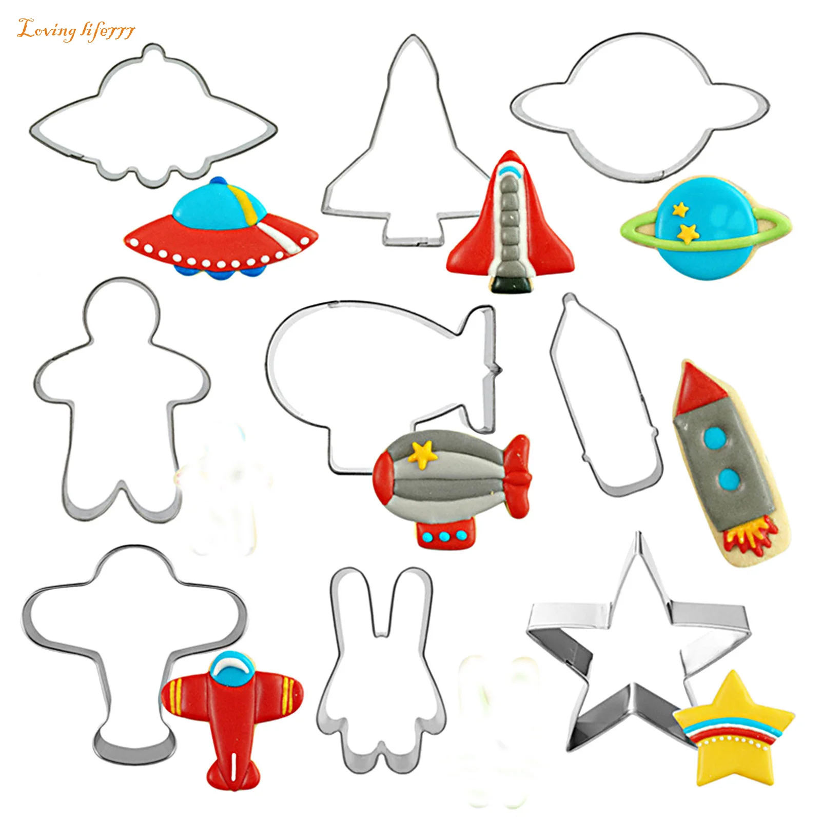 

Kitchen Cookie Cutter Spaceship Shaped Stainless Steel Mold Sugarcraft Cookies Pastry Baking Mould Cake Decorating Tools