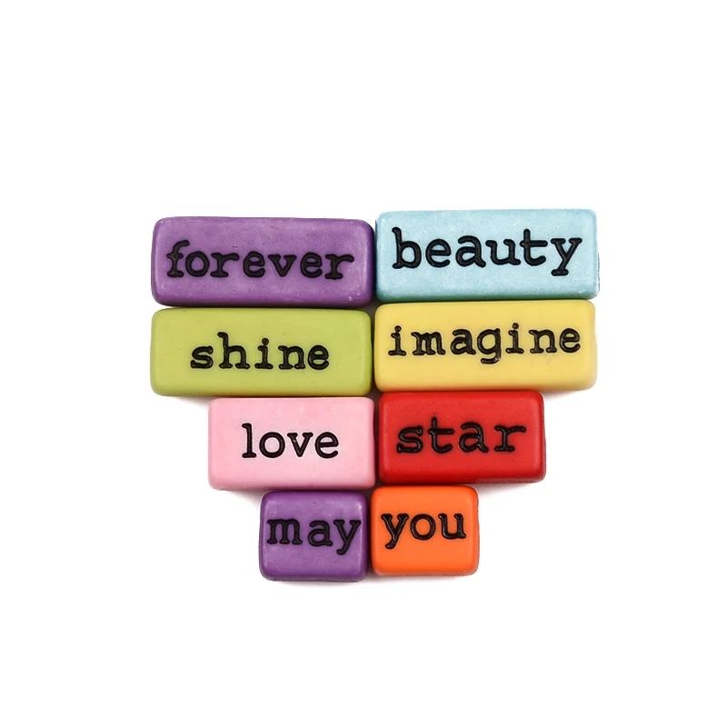 10x18 мм 10 шт./лот Красочные акриловые бусины длинные квадратные черные слова для