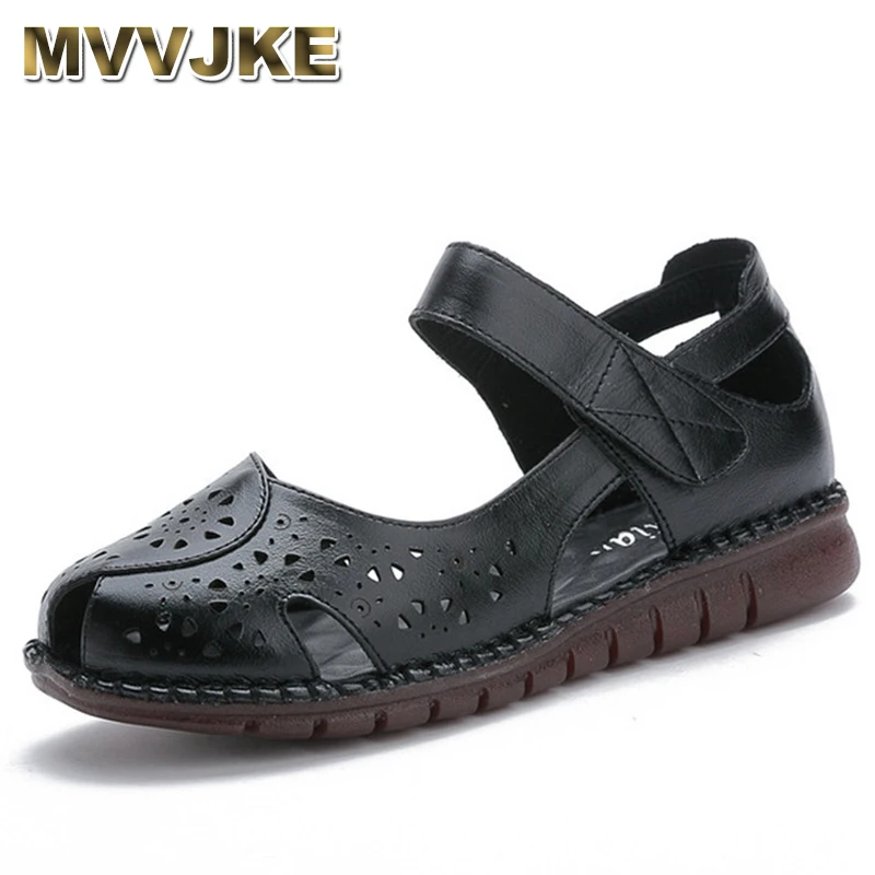 

MVVJKE/Новая Летняя женская обувь ручной работы; Женские сандалии из натуральной кожи в национальном стиле; Мягкие сандалии на плоской подошве