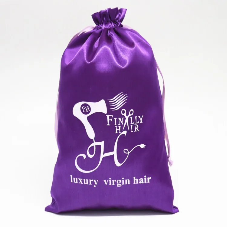 100PCS Silk Bags Satin Drawstring Pouch Packaging Jewelry Hair Makeup Party Gift Reusable Sachet Dustproof Custom Logo Print