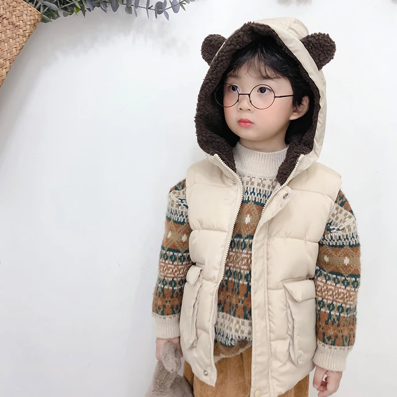 Children vest girls thick hooded cotton coat autumn/winter kids boys clothes warm fashion outerwear thicken garment | Детская одежда и