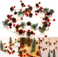 led christmas rose string lights 2m 20led pine cone berry copper wire lights battery christmas party wedding decoration garland
