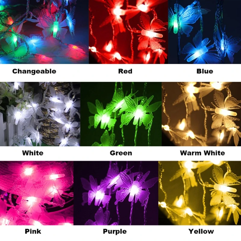 400 светодиодов гирлянда с бабочками сказочные огни для свадьбы дома дня рождения