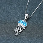Женское свадебное ожерелье с милым голубым опалом, винтажное модное ожерелье с подвеской в виде медузы, изящные ожерелья из металлического сплава с цепочкой для женщин