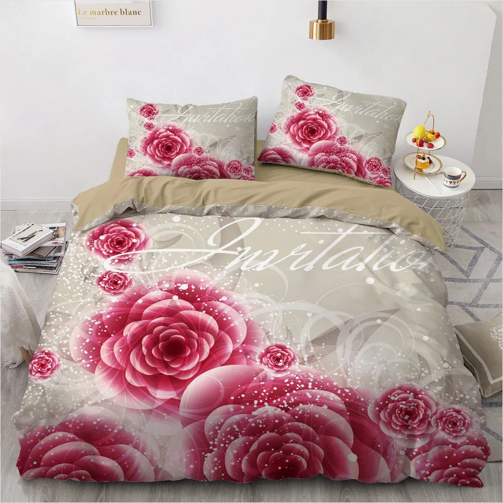 

Simple Bedding Sets 3D Plant Flower Duvet Quilt Cover Set Comforter Bed Linen Pillowcase King Queen Full Double Home Texitle
