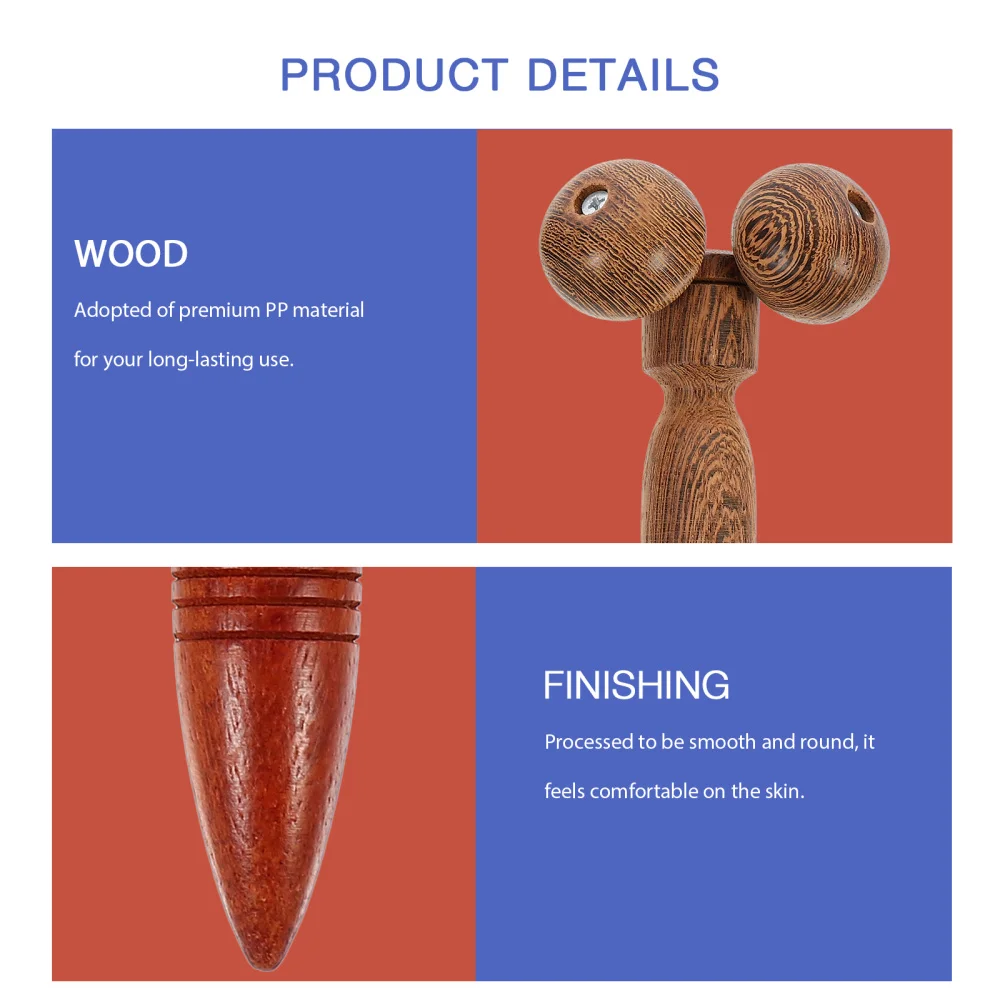 

3Pcs Facial Roller Pens Wood Acupuncture Sticks Massaging Tools