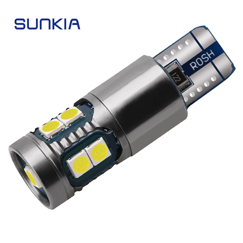 

SUNKIA 1Pcs T10 LED Car Light Auto Turn Side License Plate Light Clearance Marker Lamp 3030 9SMD 194 W5W High Power CANBUS