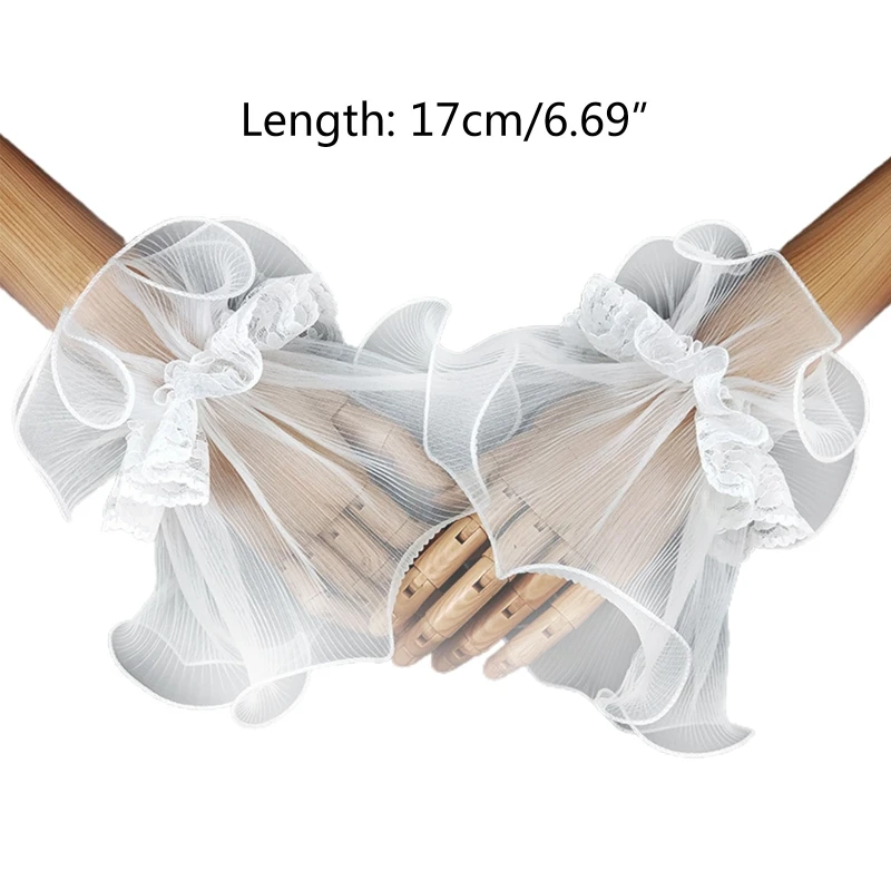 

Gothic Lace Mesh Stretch Horn Cuffs Bracelet Winkled Ruffled Detachable Fake Sleeves Party Decorative Wristband