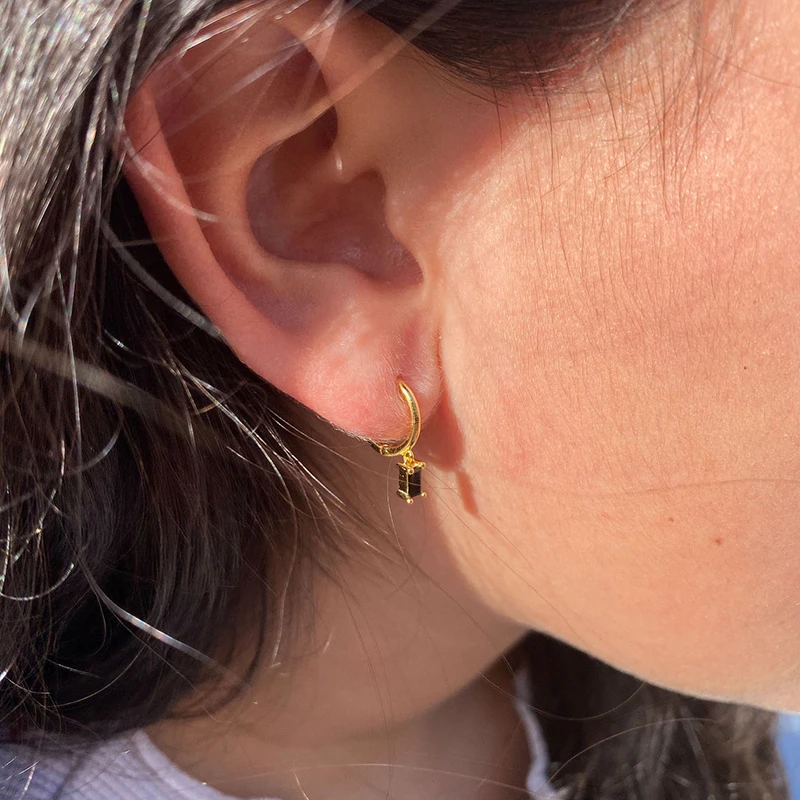 

Canner Geometry Zircon Hanging Earrings for Women Real 925 Sterling Silver Huggies Earring Boucle Oreille Femme Fine Jewelry