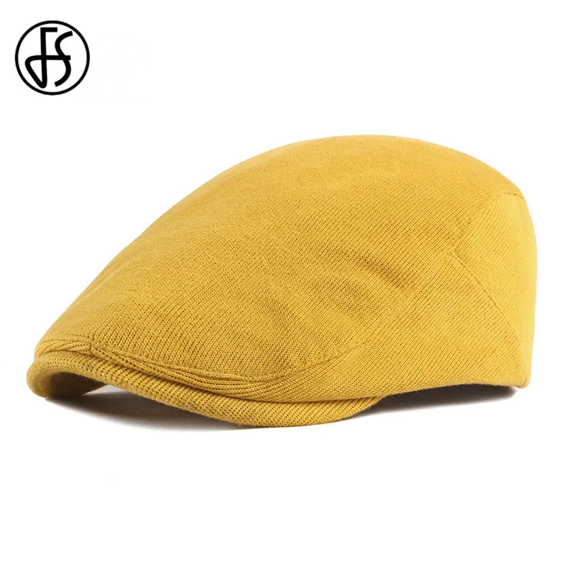 Мужской/женский трикотажный берет FS на плоской подошве в стиле газетчика