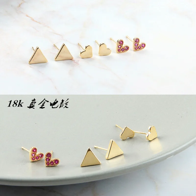 18K Золотые гальванические несмываемый серьги обручи сердце в форме сердца