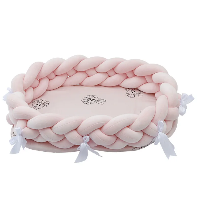 

Hand Woven Multi-Function Portable Cotton Solid Unisex Bassinet For Babies Children's Foldable Travel Cot Kid's Mini Bed