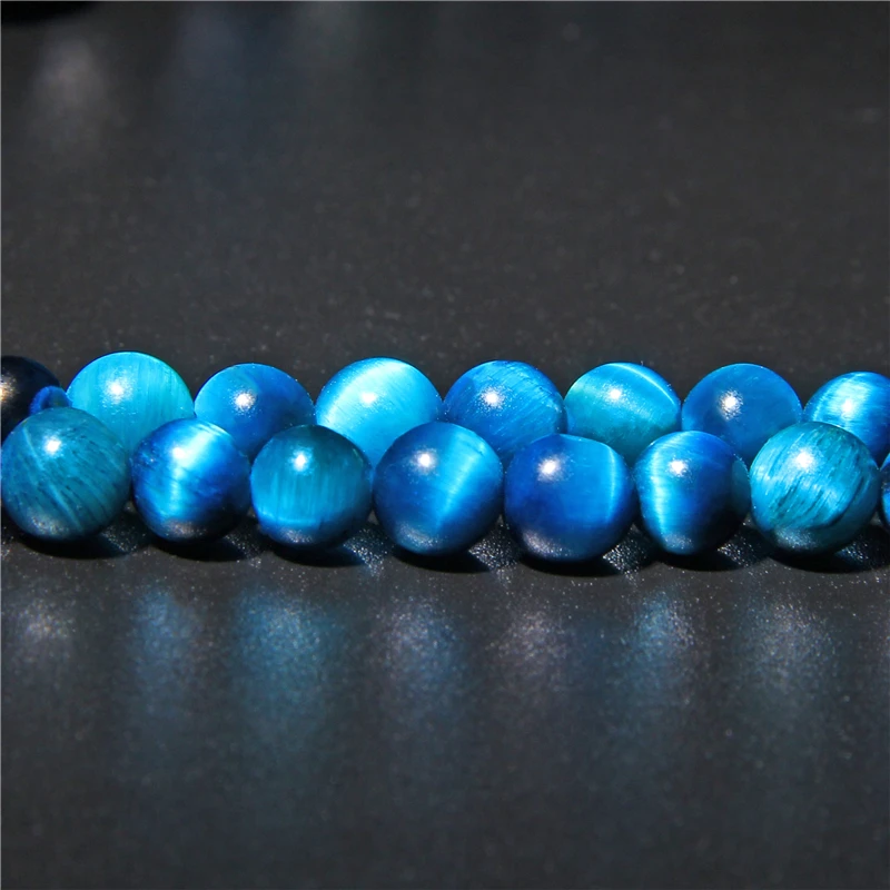 Круглые бусины Sapphires с голубым тигровым глазом из натурального камня для