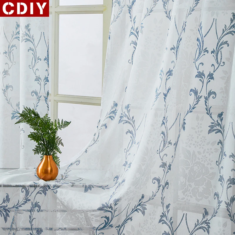 CDIY Европейские цветочные занавески из тюля для спальни гостиной кухни тонкие